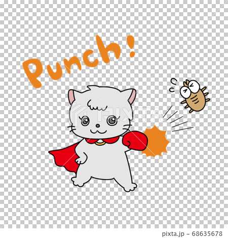 害虫（ダニ）をやっつける猫（グレー） 68635678