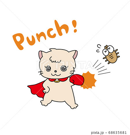 害虫（ダニ）をやっつける猫（茶色） 68635681