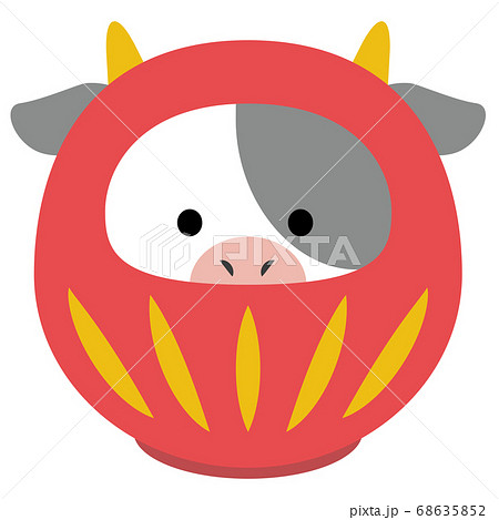 正月の牛だるまのイラストのイラスト素材 68635852 Pixta
