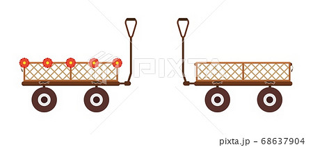 Garden cart yard dump wagon. Wheelbarrow 4 wheel Garden cart yard dump wagon. Wheelbarrow 4 wheel 68637904