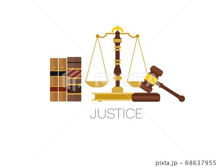 Judicial system symbols. Law books, balance scale 68637955