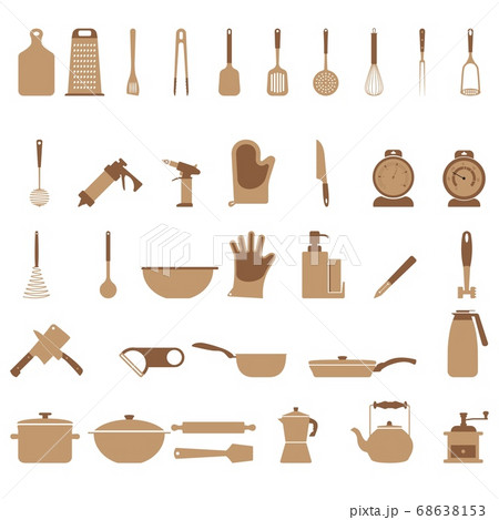 Kitchen utensils set of 36 different icons. 68638153