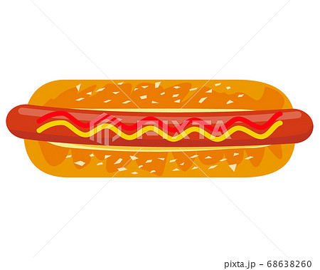 マスタードとケチャップソースをかけたホットドックのベクターイラスト　 68638260