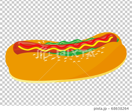 マスタードとケチャップソースをかけたホットドックのベクターイラスト　 68638264