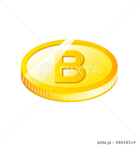 コイン ビットコインのベクターイラスト 斜め1 のイラスト素材
