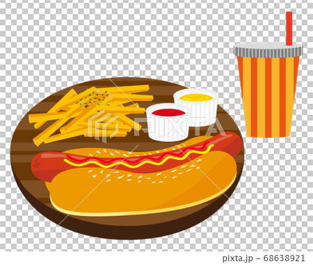 Vector illustration of hot dog set with french fries and drink 68638921