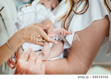 baptism ceremony in the church. priest performing a ritual 68639306