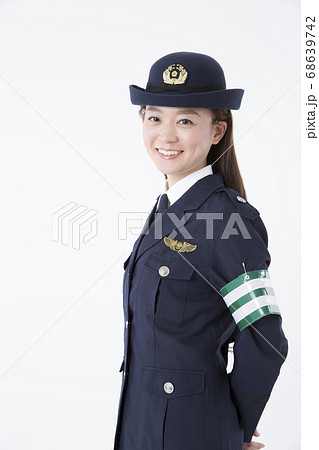 笑顔の女性警察官の写真素材