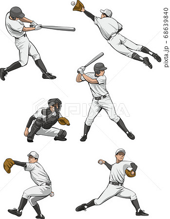 野球選手のイメージイラストセットのイラスト素材