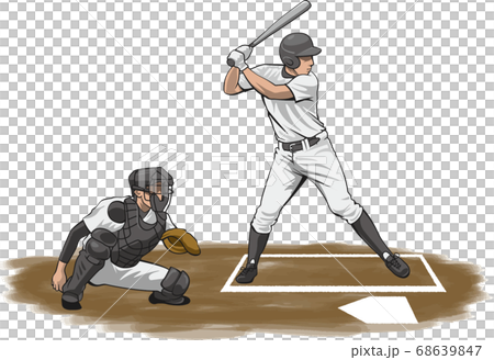 バッティングのイメージイラスト 野球選手 のイラスト素材