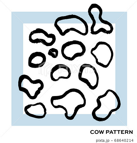 手書きの牛の模様のイラストとタイポグラフィ グラフィックのイラスト素材