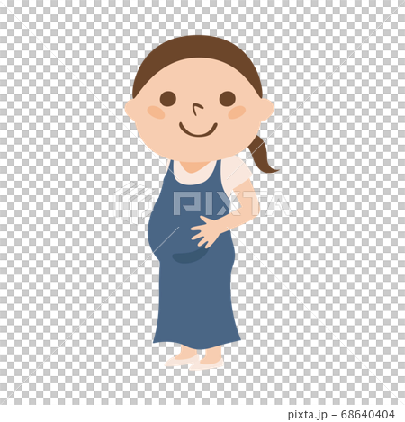 妊娠してお腹がぽっこりしてる若い女性のイラスト のイラスト素材