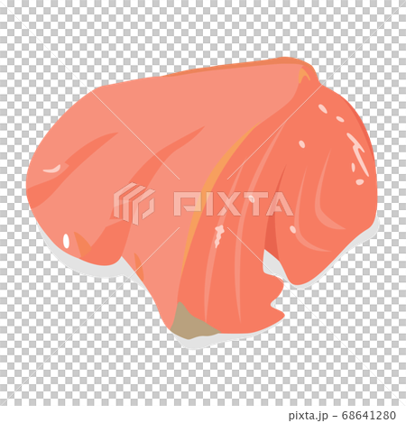 おにぎりの具の焼き鮭のほぐし身のイラスト。 68641280