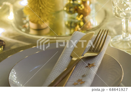 Happy Christmas tableware background. Happy Christmas tableware background. 68641927