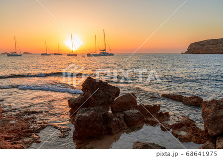 Stunning sunset views from the beach Cala Escondida. Balearic Islands. Spain Stunning sunset views from the beach Cala Escondida. Balearic Islands. Spain 68641975