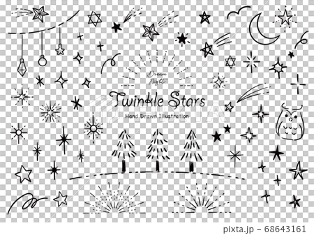 Hand-drawn illustration set of fashionable stars Pen drawing 68643161