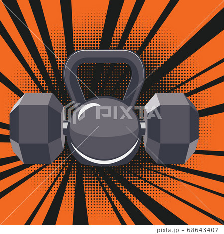 Dumbbells and kettlebell retro designのイラスト素材 [68643407] - PIXTA