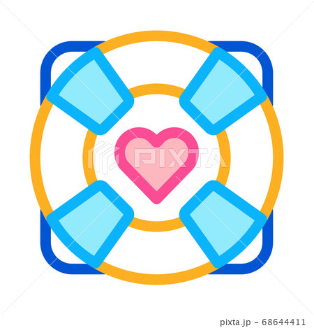 lifebuoy with heart icon vector outline illustration 68644411