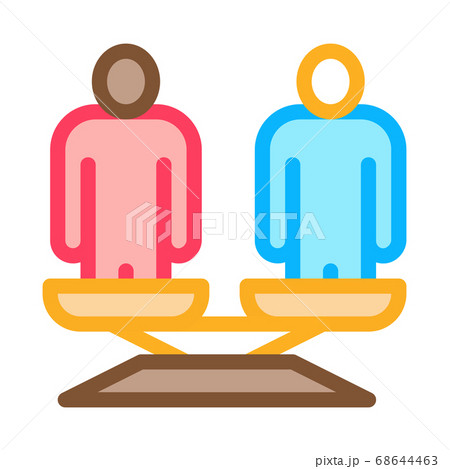 different race human balance on scales icon vector outline illustration 68644463