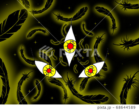 金色の羽根の中の瞳のイラスト素材