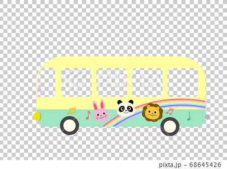 幼稚園バス 保育園バス 通園バス かわいいイラストのイラスト素材
