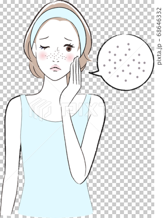 Illustration of a woman with noticeable pores on the face 68646332