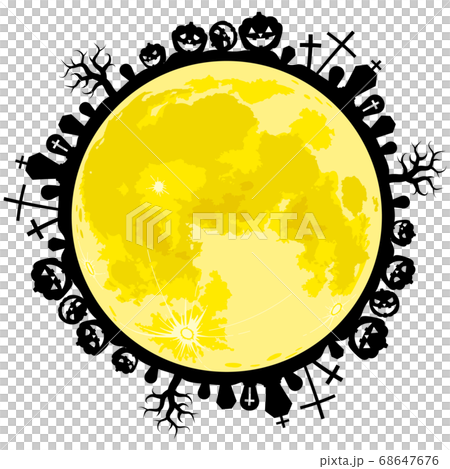 Halloween silhouette round frame and moon 68647676