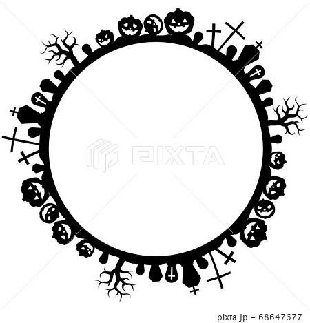 ハロウィンシルエット丸フレームのイラスト素材