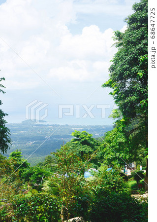 sea and mountain views among tropical greenery sea and mountain views among tropical greenery 68647725