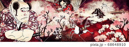 和風コラージュ その15 赤い嵐バージョンのイラスト素材 和風コラージュ その15 赤い嵐バージョンのイラスト素材