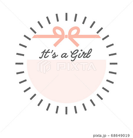 It S A Girl Baby Shower 女の子の赤ちゃん用素材 ピンク 名札のイラスト素材