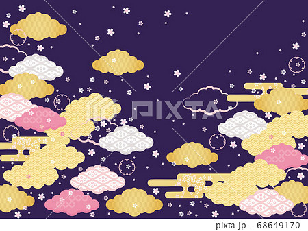 和柄の空風景 さくら 3のイラスト素材