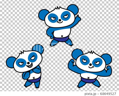 生意気パンダのイラストセット青 生意気パンダのイラストセット青 68649527