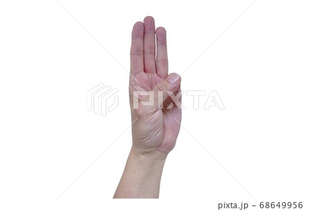 hand with three finger salute symbol for Thai youngbloodsand students protesting to government in Thailand on white background hand with three finger salute symbol for Thai youngbloodsand students protesting to government in Thailand on white background 68649956