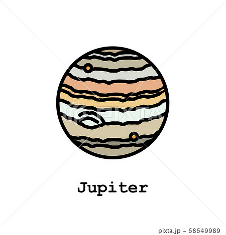Jupiter planet color icon thin line, linear, outline vector. Jupiter planet simple sign, logo Jupiter planet color icon thin line, linear, outline vector. Jupiter planet simple sign, logo 68649989