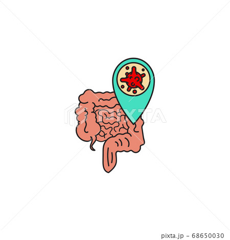 Virus, bacteria and intestines, bowel line, linear icon, symbol, sign. coronavirus, COVID-19 icon, logo color on white background. 2019-ncov 68650030