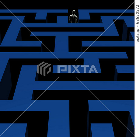 man exiting maze 3d illustration 68650572