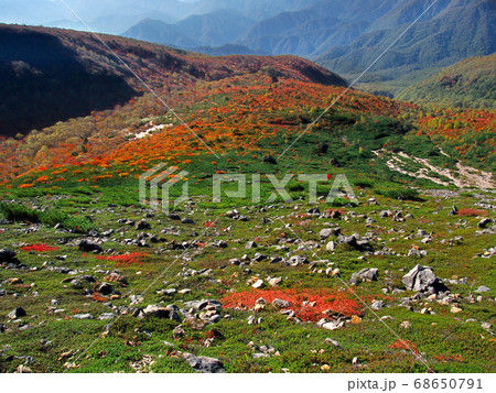 那須岳・姥ヶ平と火山岩の転がる台地 68650791