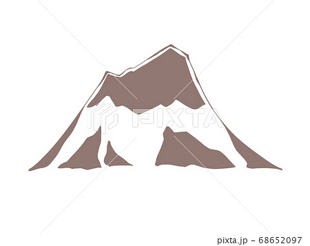 シルエットデザイン風 大きな山 白背景 のイラスト素材