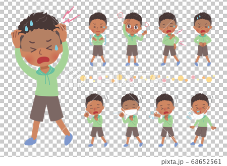 体調不良　男の子　全身　イラスト 68652561