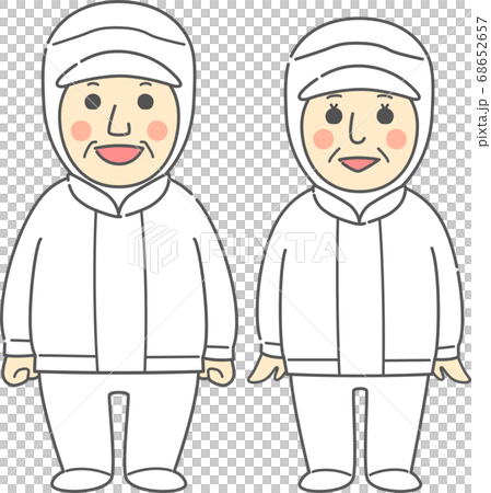 中老年男女穿著無塵衣服-微笑白色 68652657