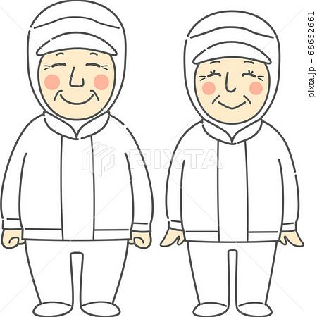 無塵服を着た中高年からシニアの男女 - にっこり・ホワイト 68652661