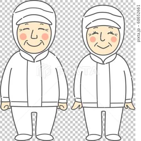 無塵服を着た中高年からシニアの男女 - にっこり・ホワイト 68652661
