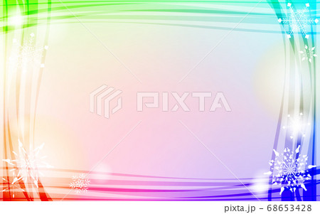 虹色グラデーションと雪の結晶の背景イラストのイラスト素材