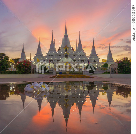 White pagoda or stupa of Asok Maharat buddhist 68653997