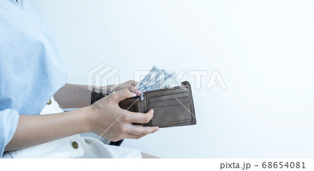 women person hands open the wallet and take purse dollar note out of women person hands open the wallet and take purse dollar note out of 68654081