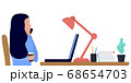 Woman works at a laptop. Fashion trend vector illustration, flat design 68654703