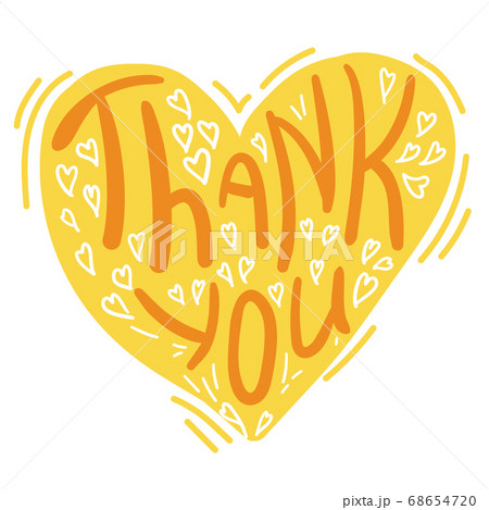 Thank you card with text and heart decoration. 68654720
