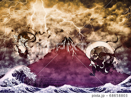 神奈川沖浪裏＆凱風快晴＆風神雷神　レトロ嵐ロングバージョン 68658803