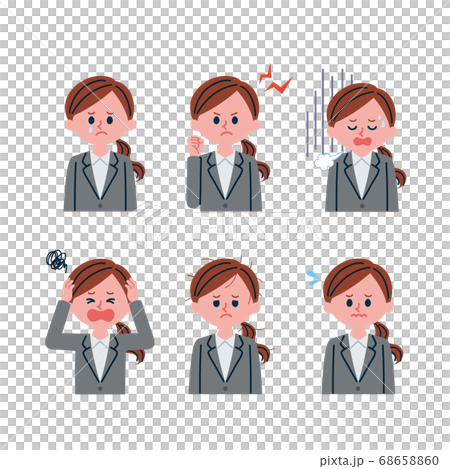 ストレスがたまっている女性会社員のイラストセット 68658860
